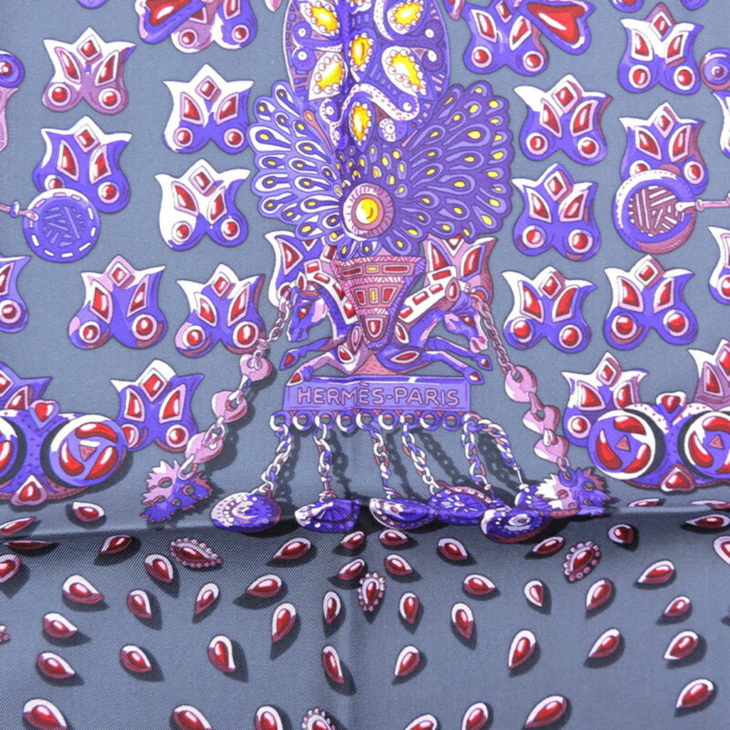 100% Silk Gray Purple Orange Scarf I352325