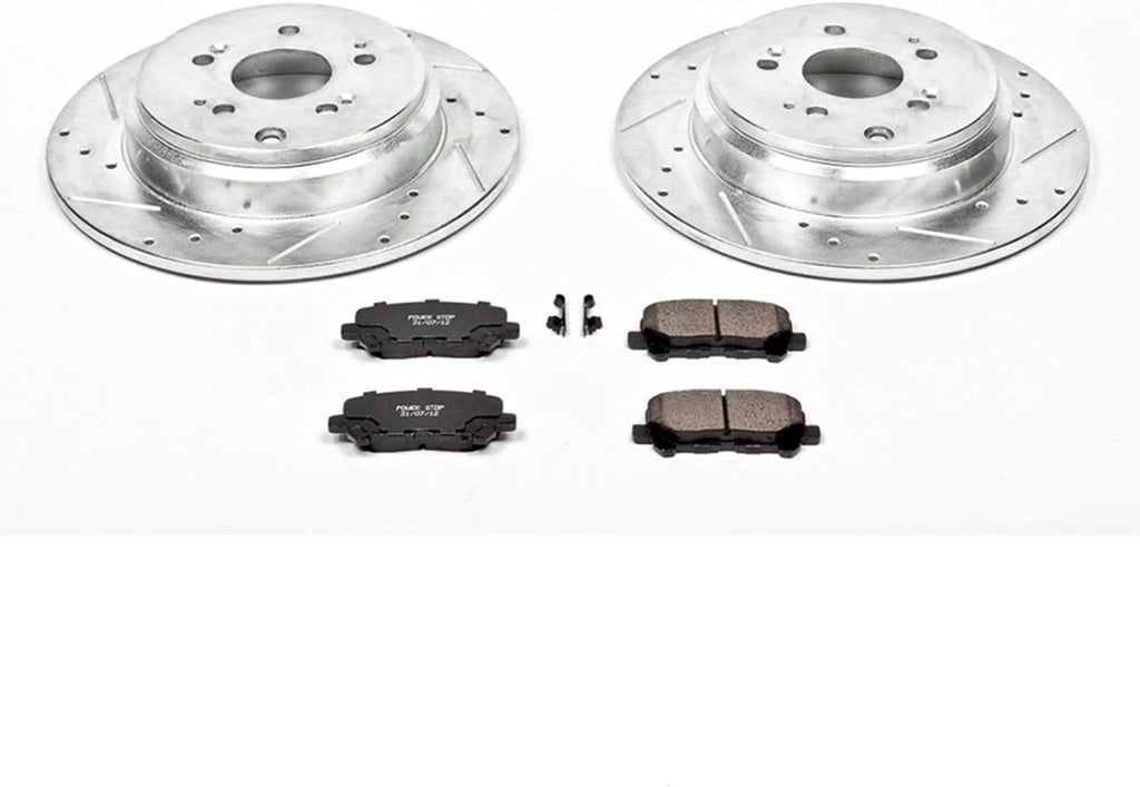 Rear Z23 Carbon Fiber Brake Pads with Drilled & Slotted Brake Rotors Kit N46511