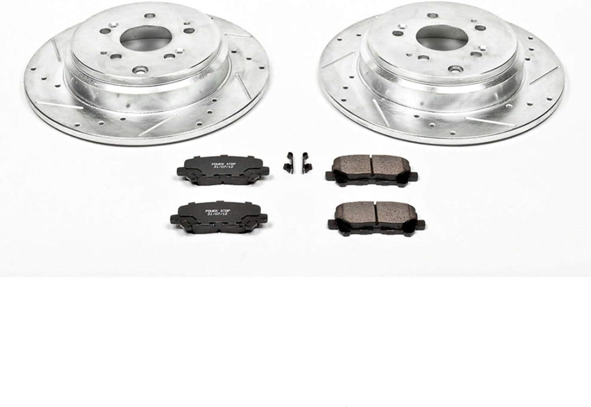 Rear Z23 Carbon Fiber Brake Pads with Drilled & Slotted Brake Rotors Kit N46511