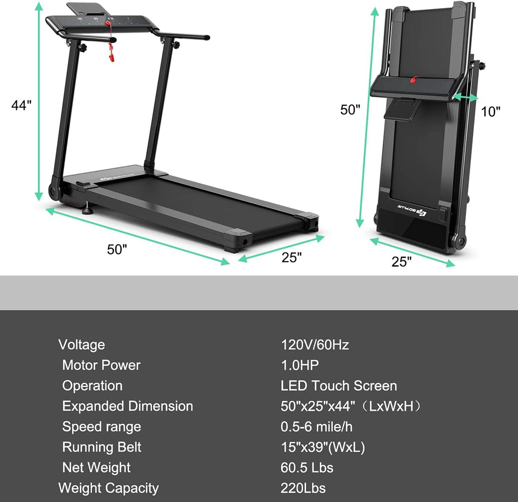 Compact Electric Treadmill with LED Touch Screen I701886