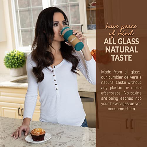 14-Ounce Double Wall Glass Tumbler with Lid R480