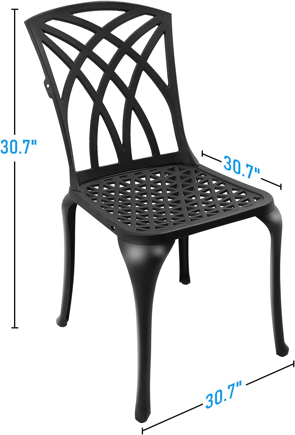 Black Set of 2 Cast Aluminum Outdoor Dining Chairs N608