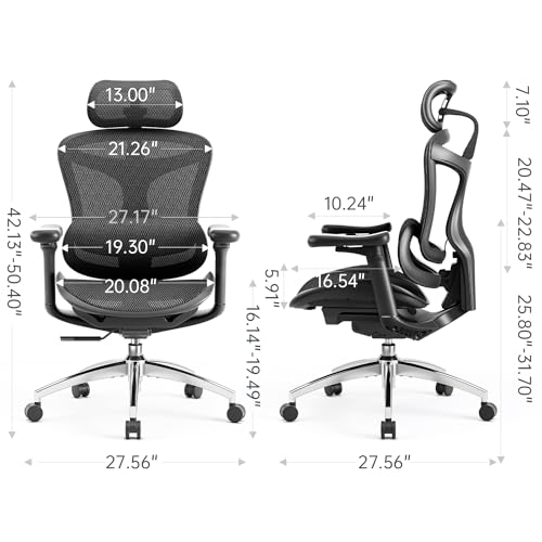 Ergonomic Office Chair with 3D Armrests, Adjustable Backrest, Grey M4877