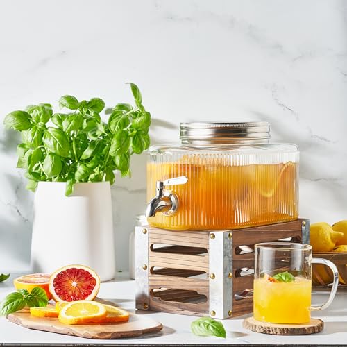 Glass Drink Dispenser, 5L 1.32 Gallon Stainless Steel Spigot D18696
