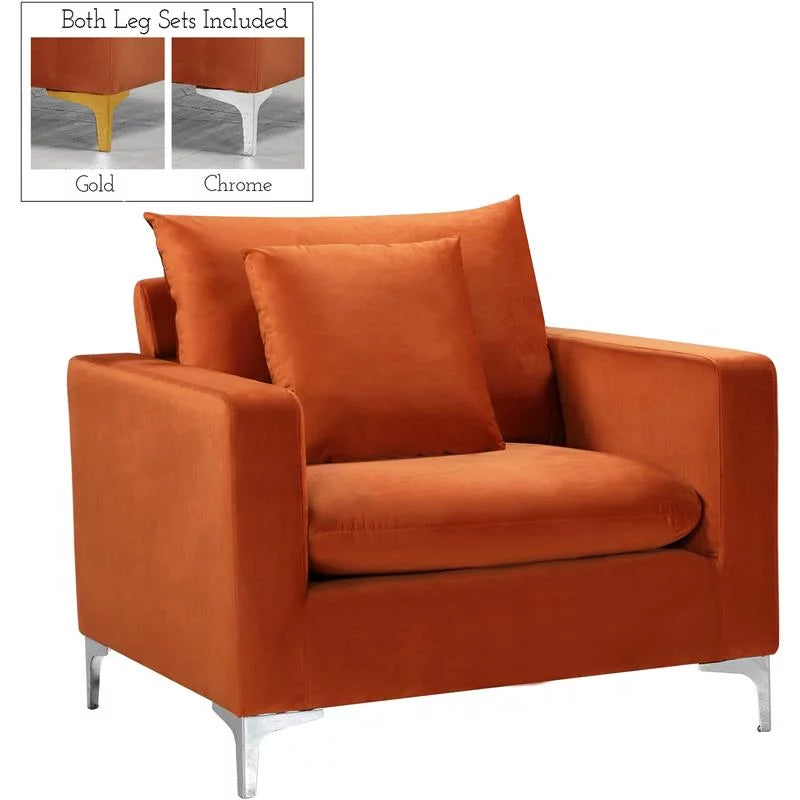 2 Piece Velvet Accent Chair Set in Cognac Orange Q59073