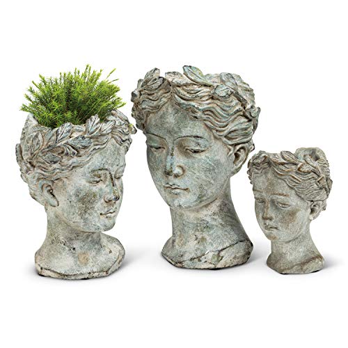 Grey Cement Goddess Head Planter R996895