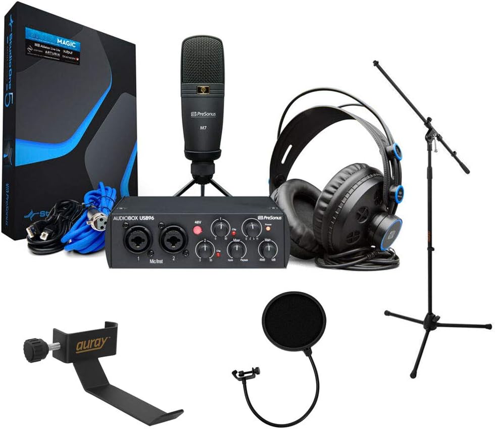 Recording Bundle with Mic Stand, Headphone Holder & Pop Filter Kit T59934