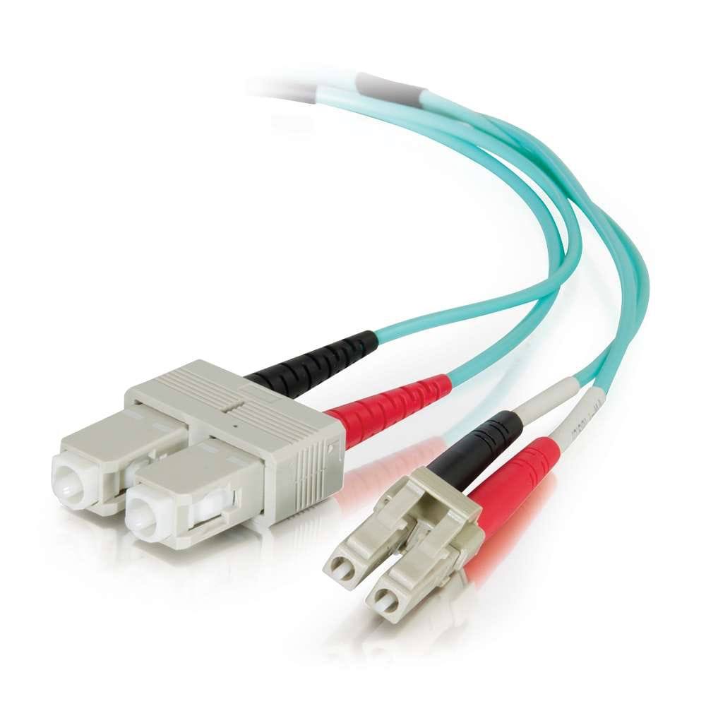Aqua LC-SC Duplex Multimode Fiber Optic Cable N492