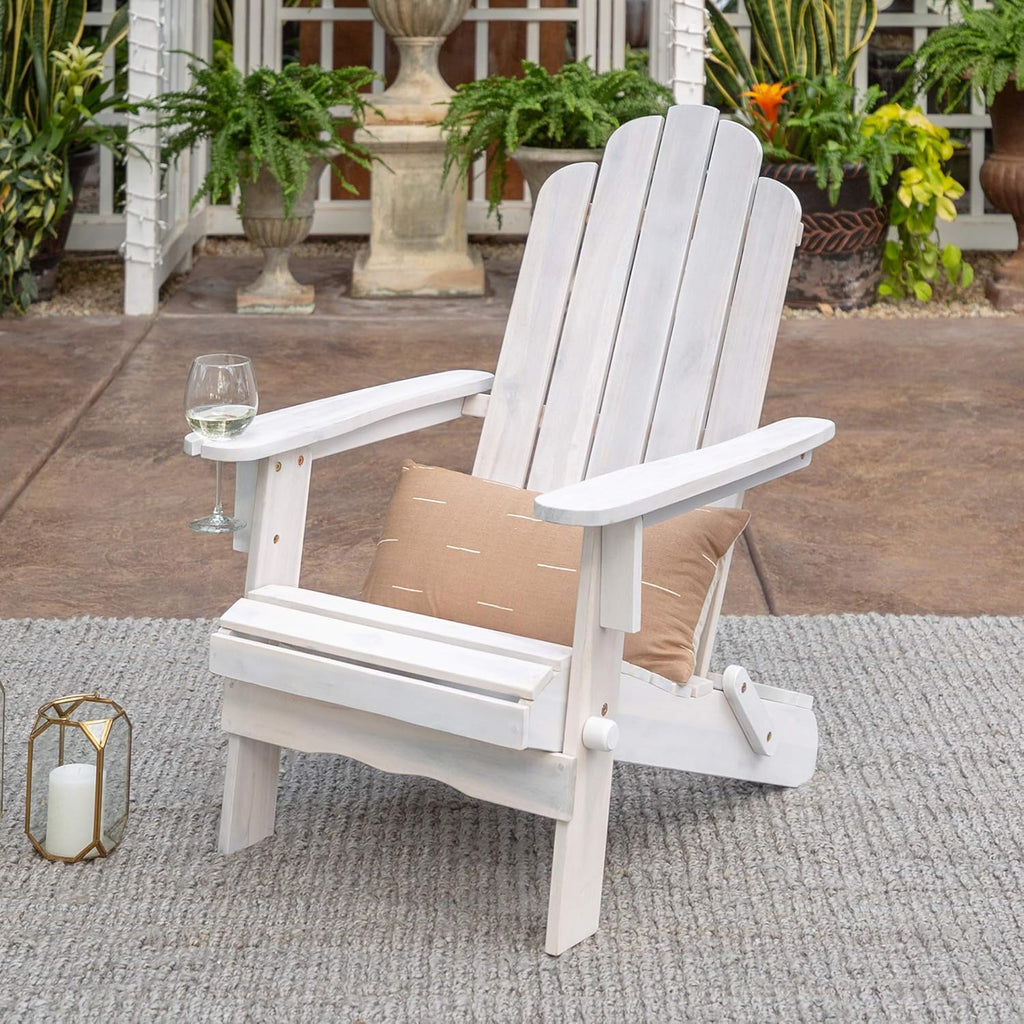 Solid Acacia Wood Outdoor Folding Adirondack Chair, Navy Blue Wash C944325