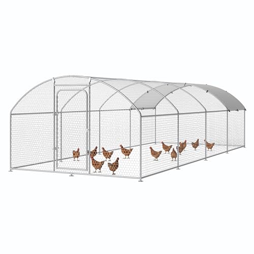 Large Metal Chicken Coop with Roosting Perch Walk-in Poultry Cage Waterproof Cover (10' L x 13.2' W x 6.4' H) Z780