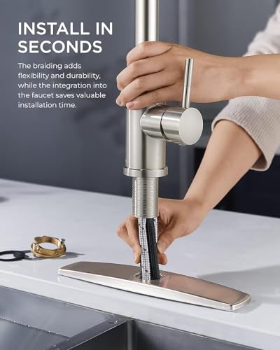 Black Kitchen Faucet with Pull Down Sprayer Stainless Steel High Arc Gooseneck M344