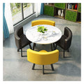 White 80cm Round Table with 4 PU Leather Chairs F48532
