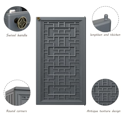 Outdoor Storage Cabinet Waterproof with Shelf, Resin, Size 34.3''L*15''W*36.2''H (Black) D293