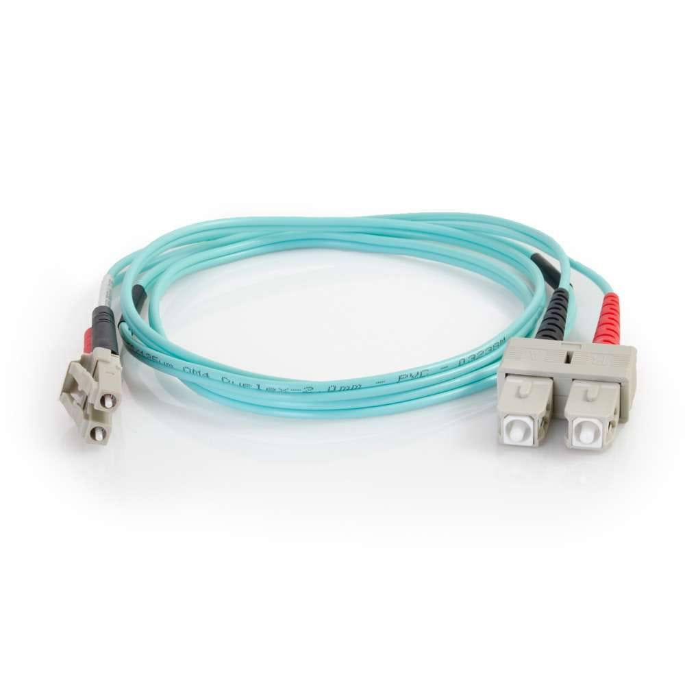 Aqua LC-SC Duplex Multimode Fiber Optic Cable N492