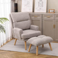Decorative Chair Set with Footstool, Adjustable Backrest, Wooden Legs A840