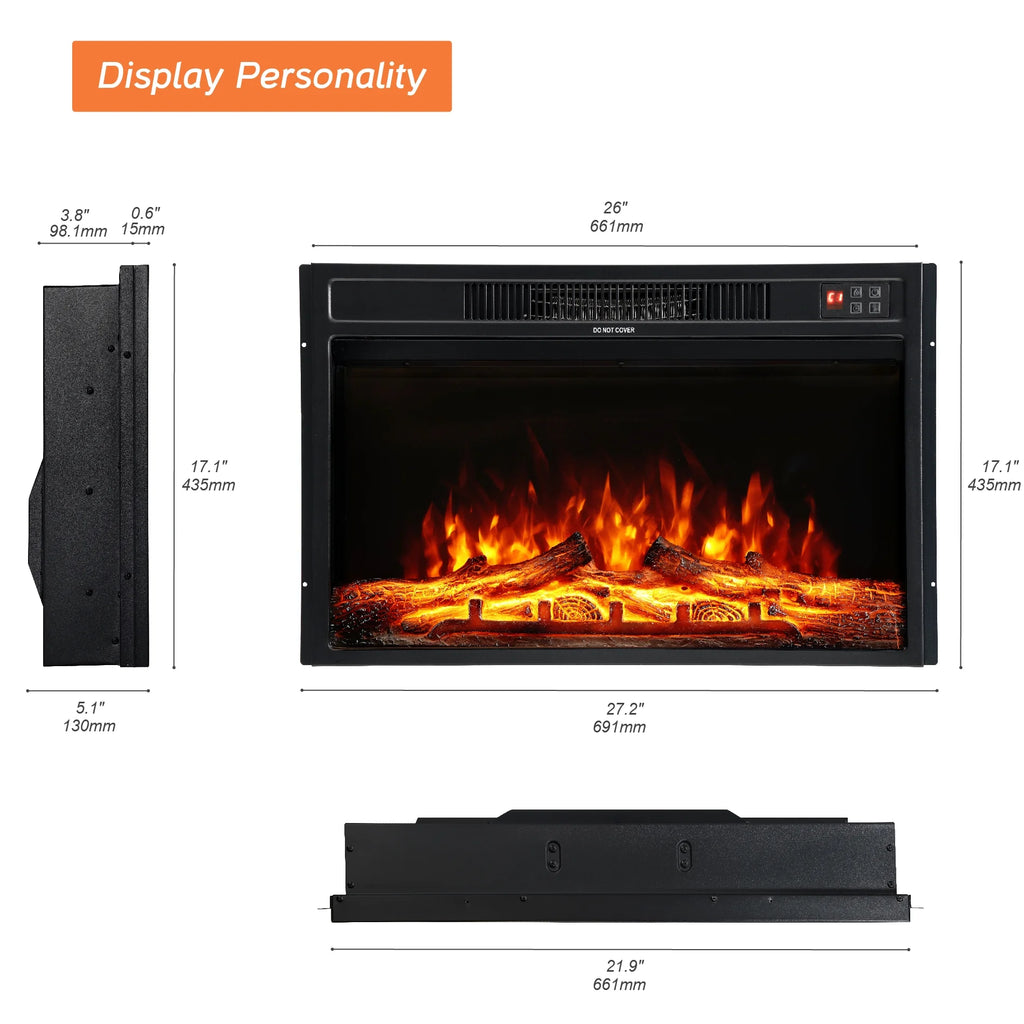 Electric Fireplace Heater with Thermostat, Remote Control K8326