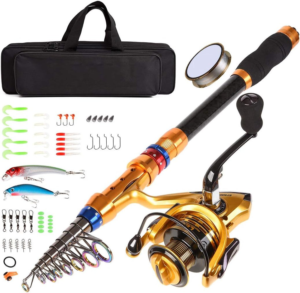 12 FT Carbon Fiber Telescopic Fishing Rod and Reel Combo with Carrier Bag O213844