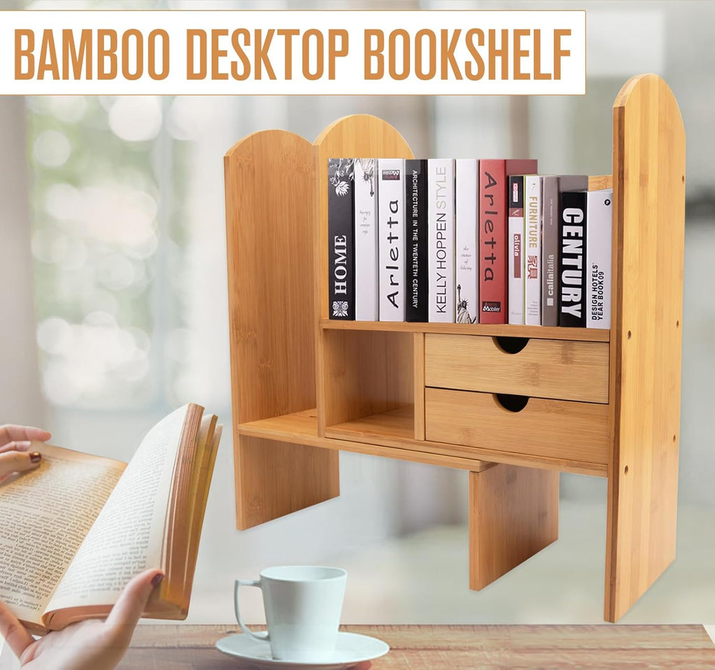Bamboo Desktop Bookshelf Organizer L6319