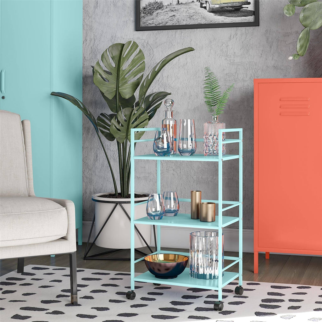 Blue Metal Rolling Cart O389