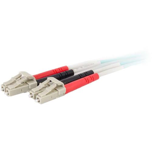 Aqua LC-SC Duplex Multimode Fiber Optic Cable N492