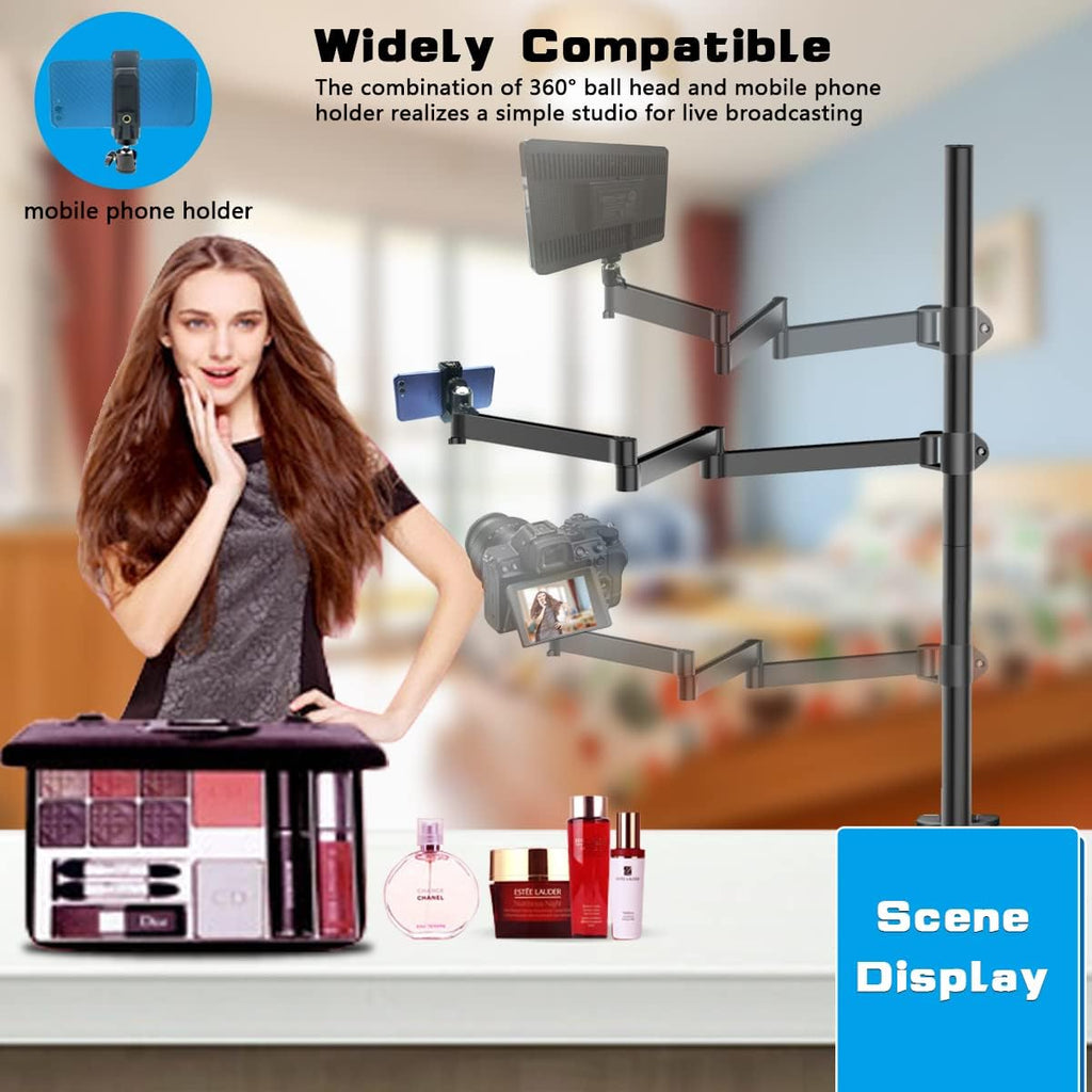 Overhead Camera Mount Rig Stand with Flexible Arm and 360° Ball Head E875