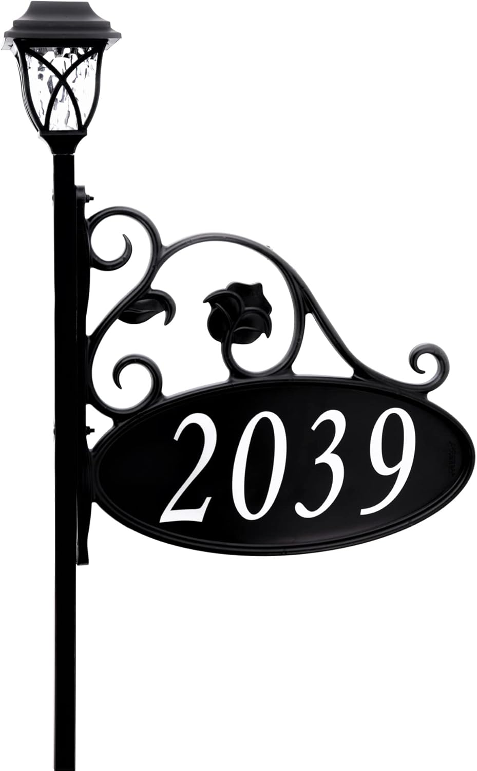 Handcrafted Double-Sided Reflective Home Address Sign with Solar Light R825838