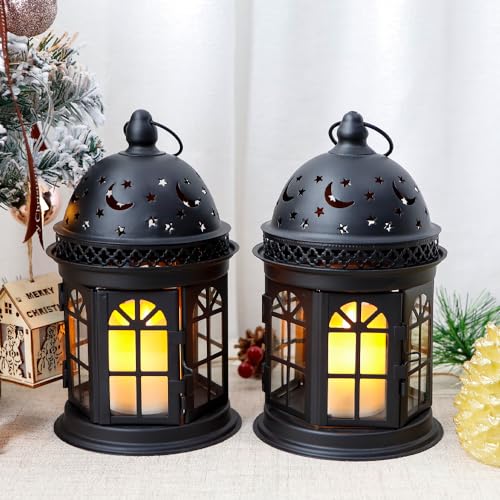 Set of 2 Black Metal Decorative Lanterns Z248479