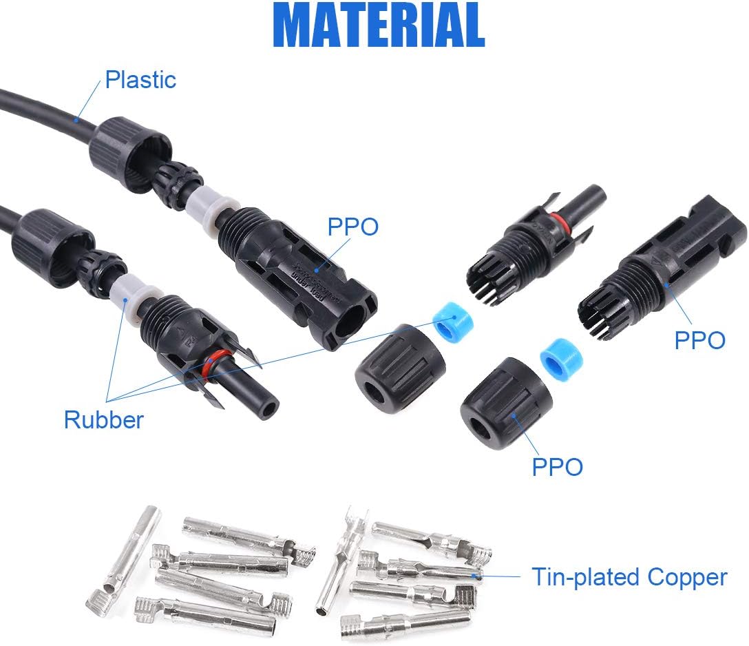 10AWG Solar Panel Extension Cable and Connectors Set E3641