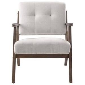 Brown Linen Rubberwood Arm Chair W570