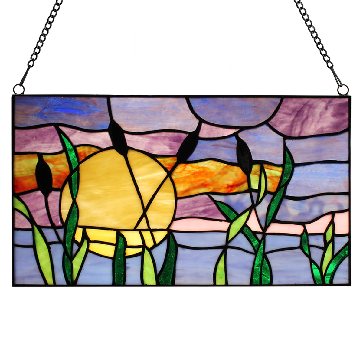 Multicolored Stained Glass Window Panel 14" x 0.25" x 8.25" X89829