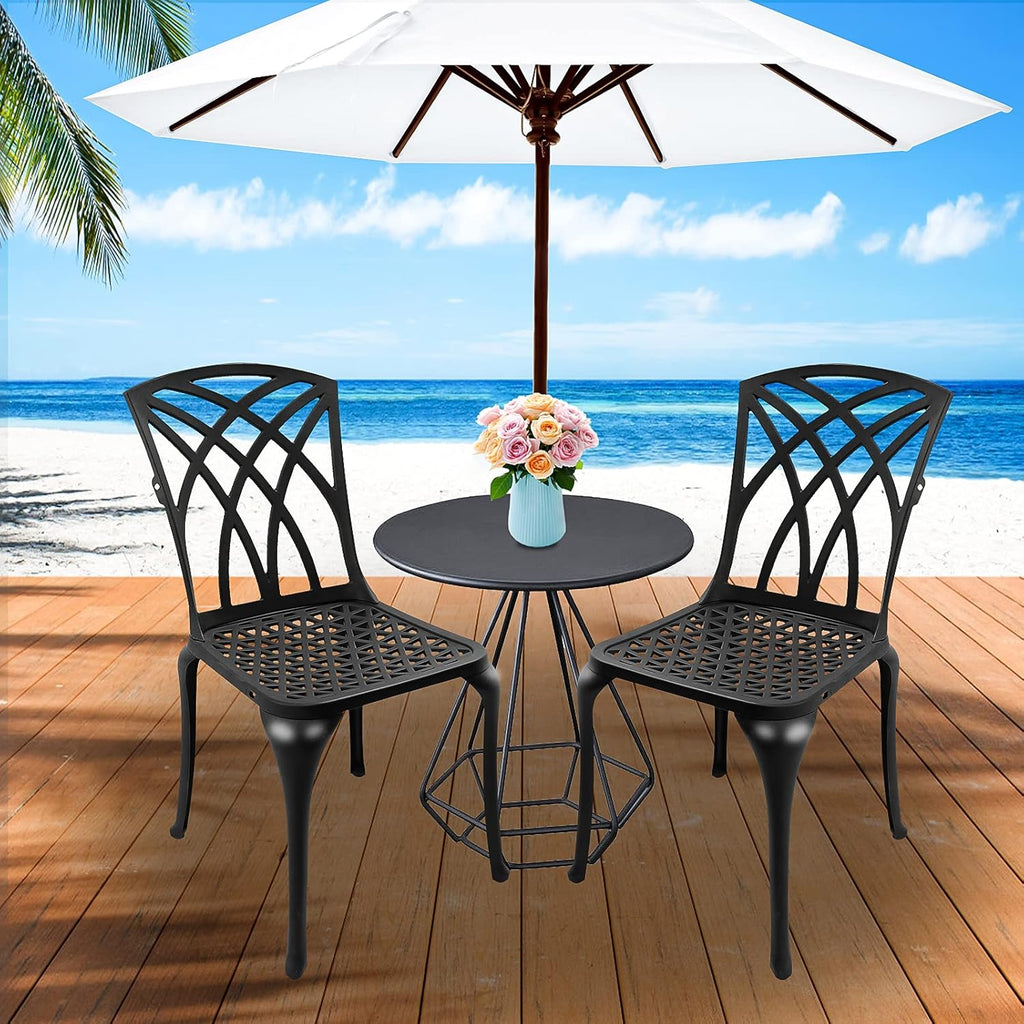 Black Set of 2 Cast Aluminum Outdoor Dining Chairs N608