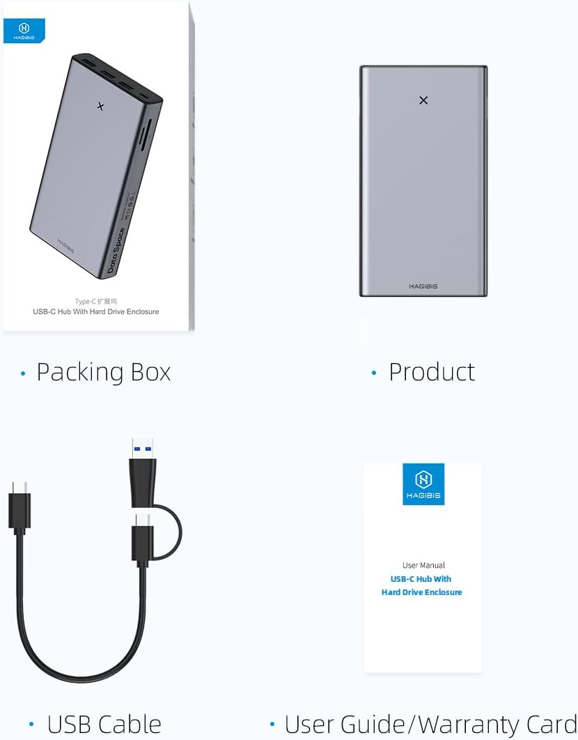 USB-C Hub with Hard Drive Enclosure, 2.5-inch SATA Docking Station A94020