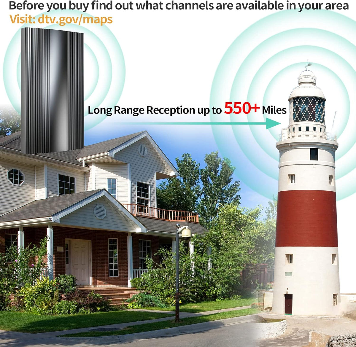 TV Antenna with Amplifier Signal Booster & 33FT Coaxial Cable L402056