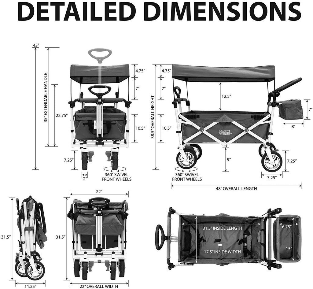 Black/Gray Folding Wagon with Canopy G165