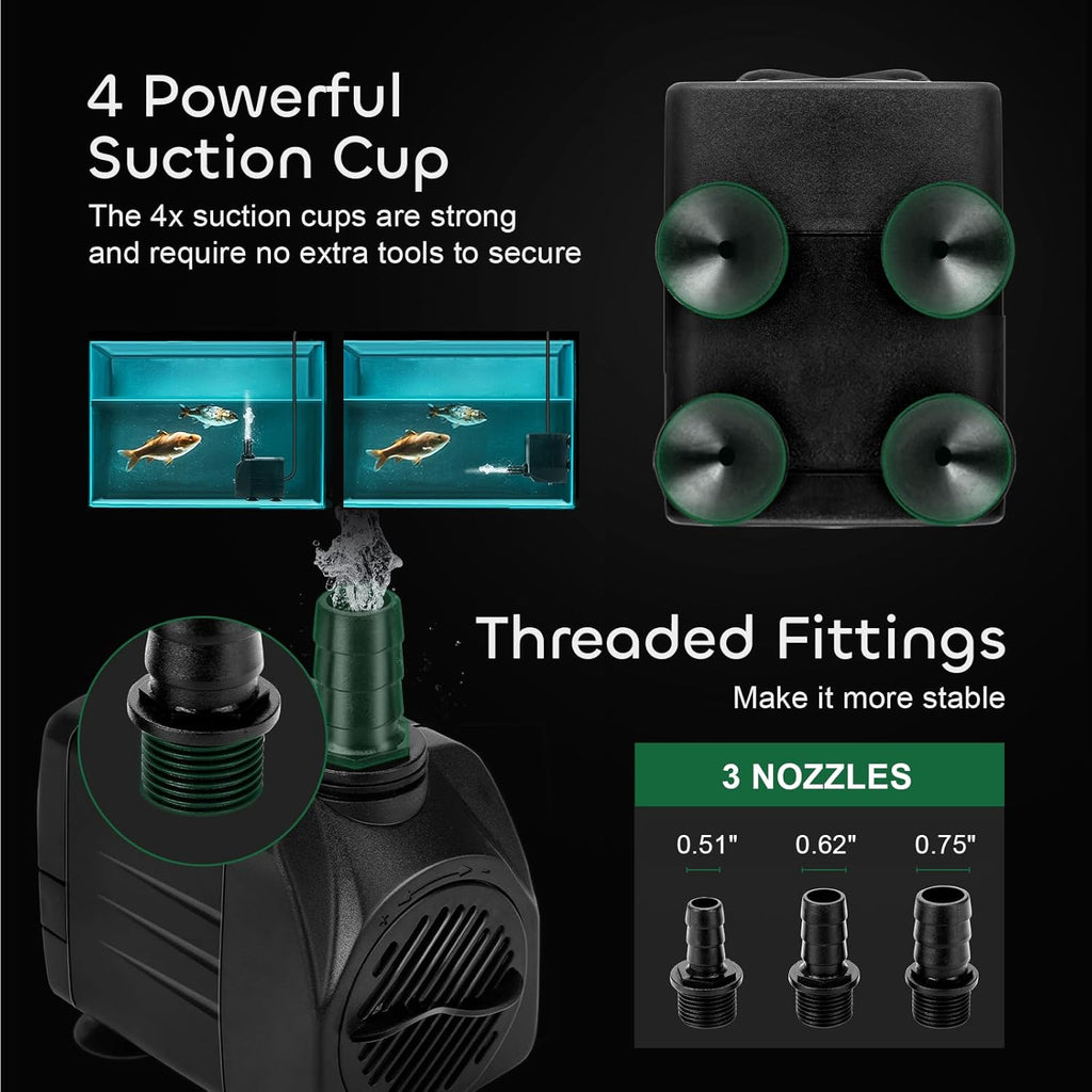 550GPH Submersible Pump with 3 Nozzles Black S757188
