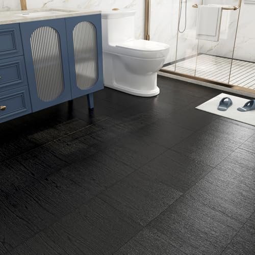 17-Pack 6"x36" Black Wood Luxury Vinyl Plank Flooring Peel and Stick Tiles N439