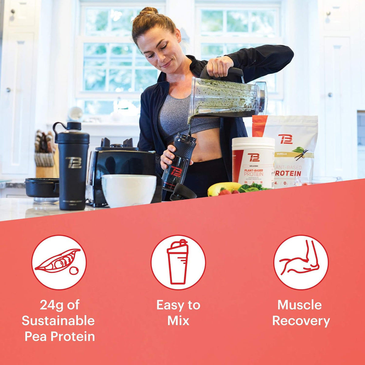 Vanilla Plant Based Pea Protein Powder, 18 Servings, Pack of 2 A48303
