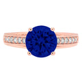 2.21ct Round Cut Simulated Blue Sapphire 14k Rose Gold Ring Size 10.5 U9492