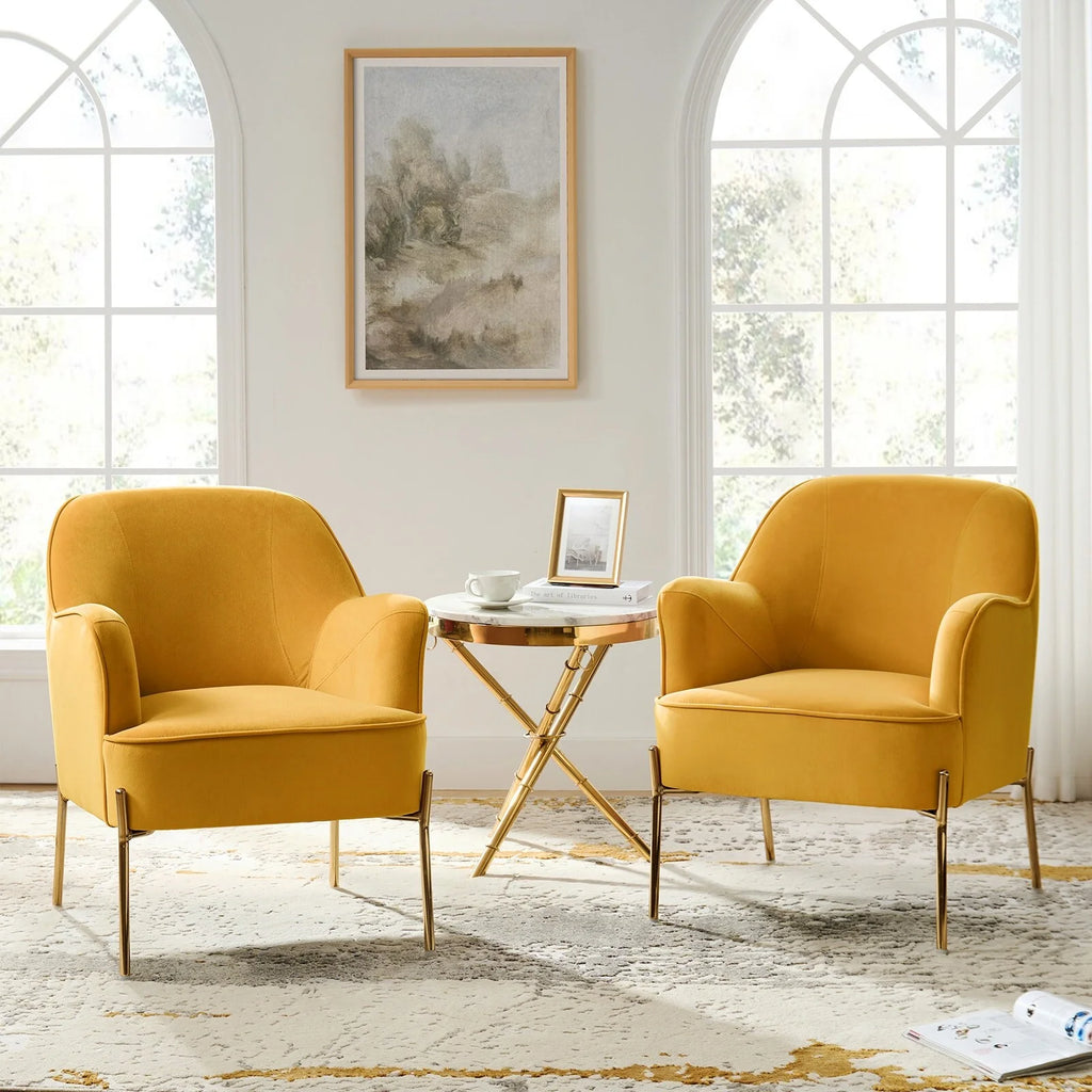 Velvet Accent Chair with Golden Legs Set of 2 T459
