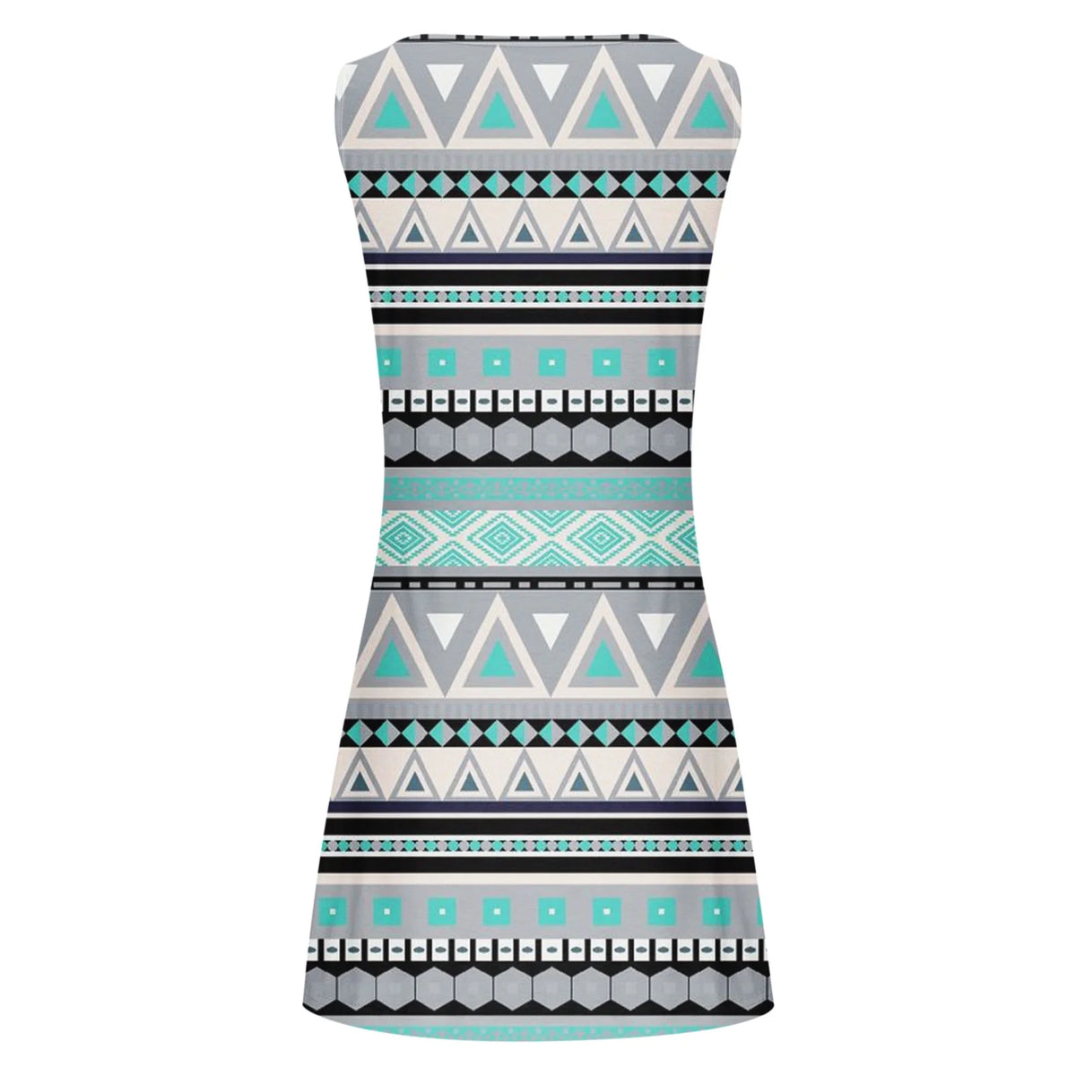 Sleeveless Crew Neck Boho Swing Dress N261
