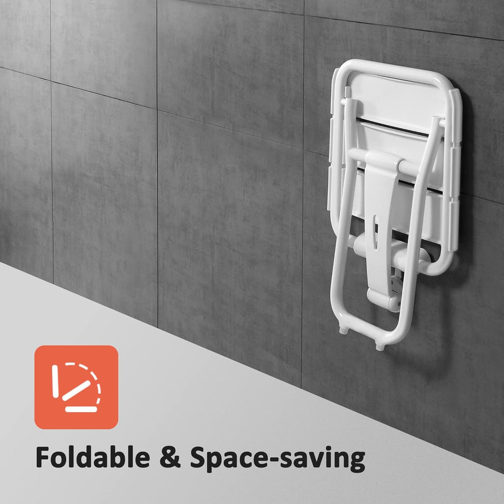 Foldable Shower Seat Bench Wall Mounted White Z4106
