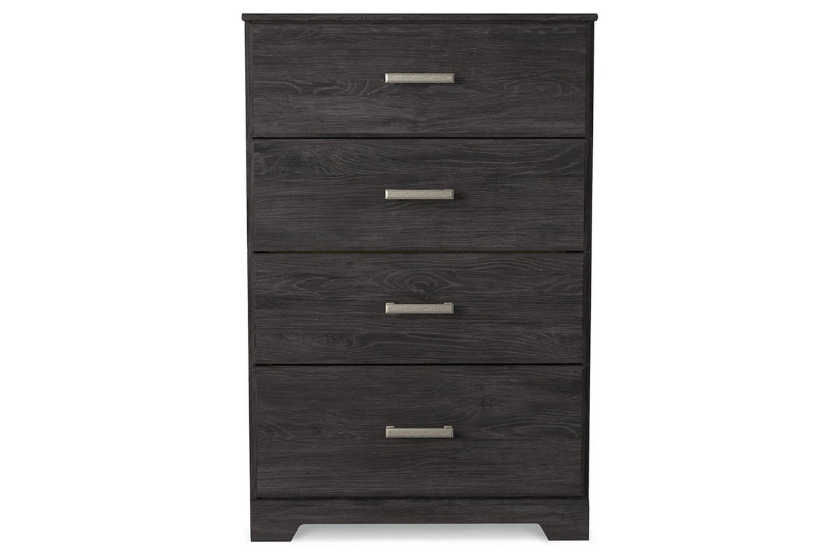 Black Four Drawer Engineered Wood Chest X243028