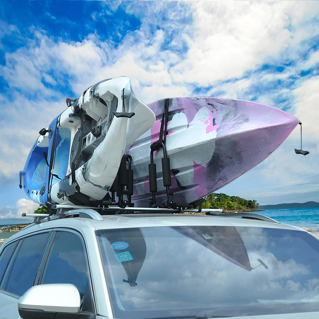 Kayak Roof Rack for 2 Kayaks, J-Style Universal Kayak Racks, Folding Kayak Carrier, 2 Pair F90867
