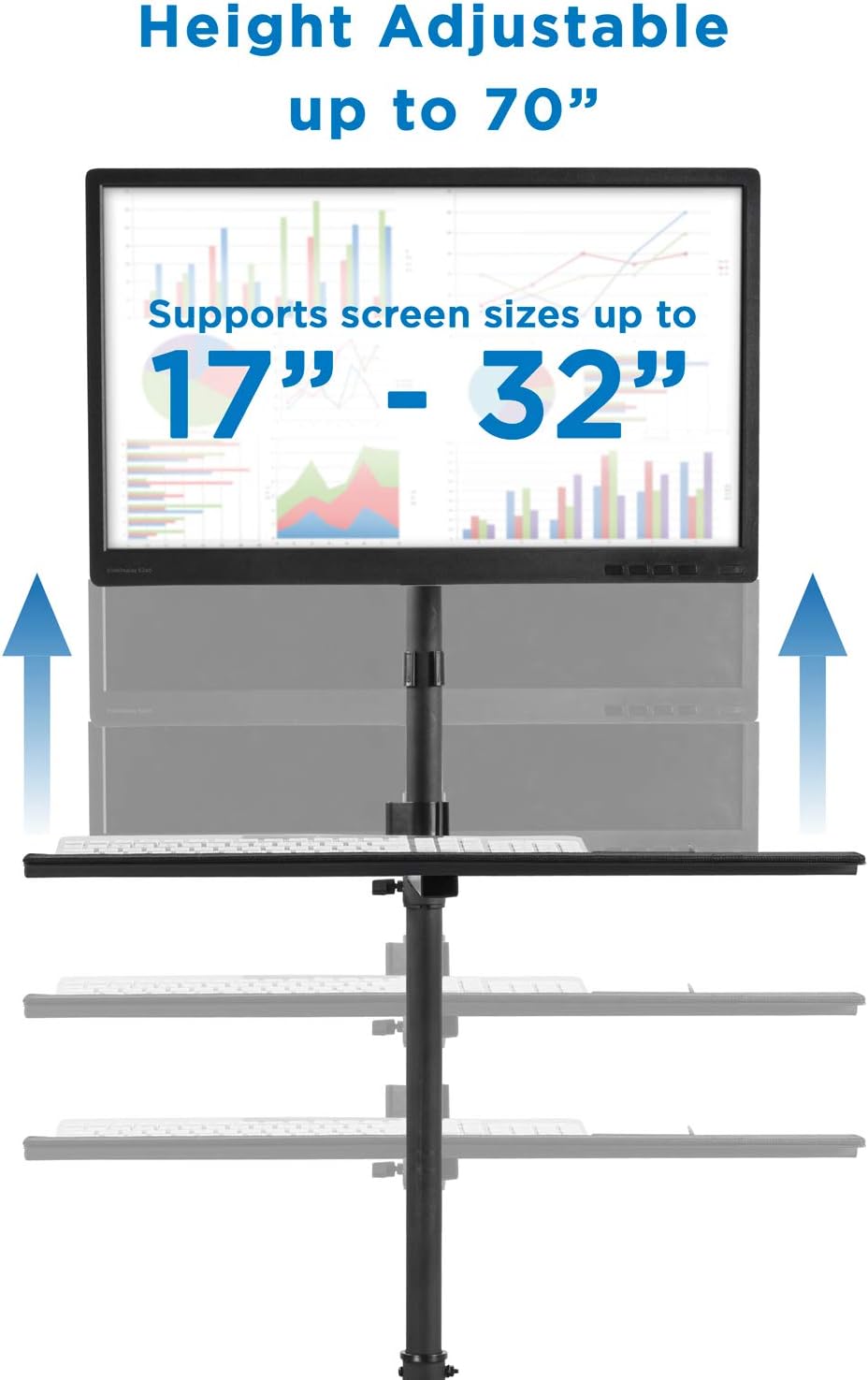 Rolling Computer Cart with Monitor Mount and CPU Holder B864879
