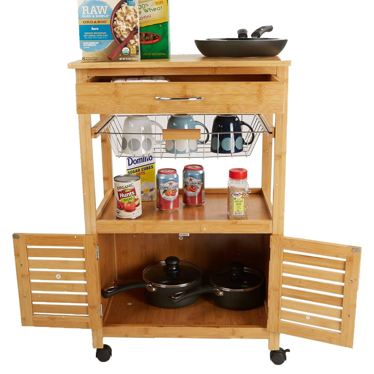 Bamboo Brown 3 Tier Kitchen Cart K465