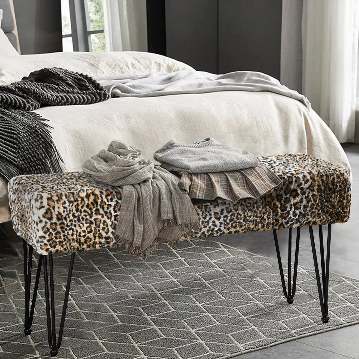 Faux Fur Ottoman C41182