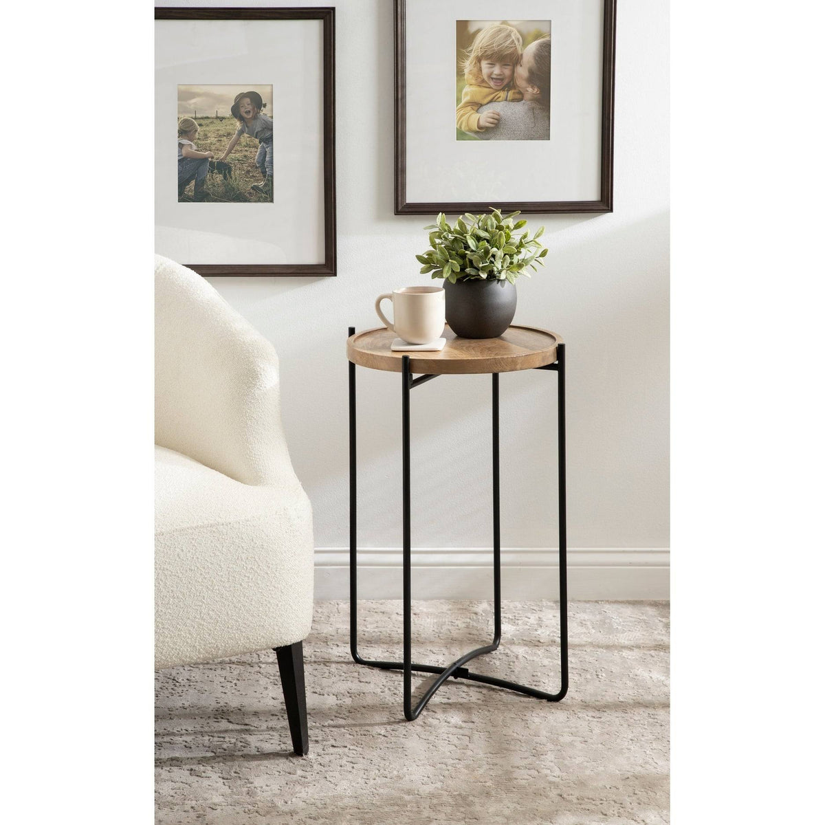 Natural Rustic and Black Side Table B518845