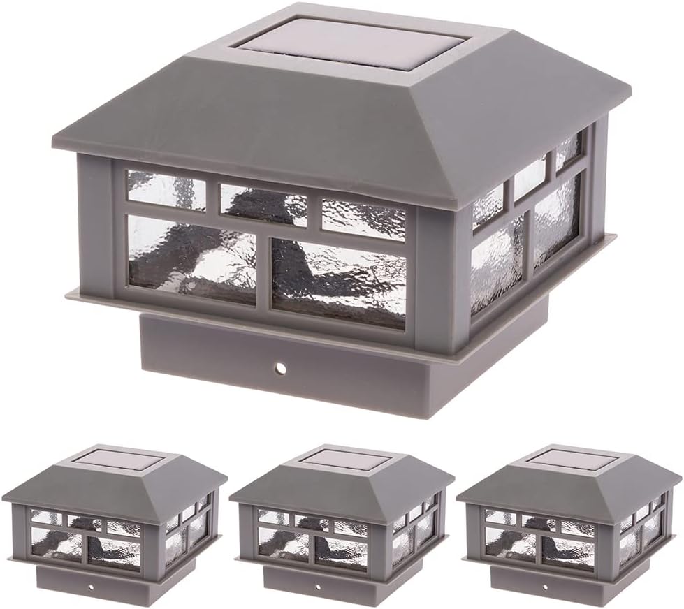4 Pack Black Solar Post Cap Lights for Wood Vinyl Post Caps J195