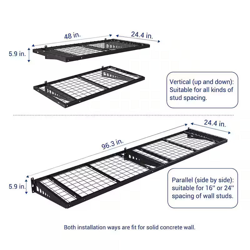 Heavy Duty Wall Shelf with Brackets in Black G27842