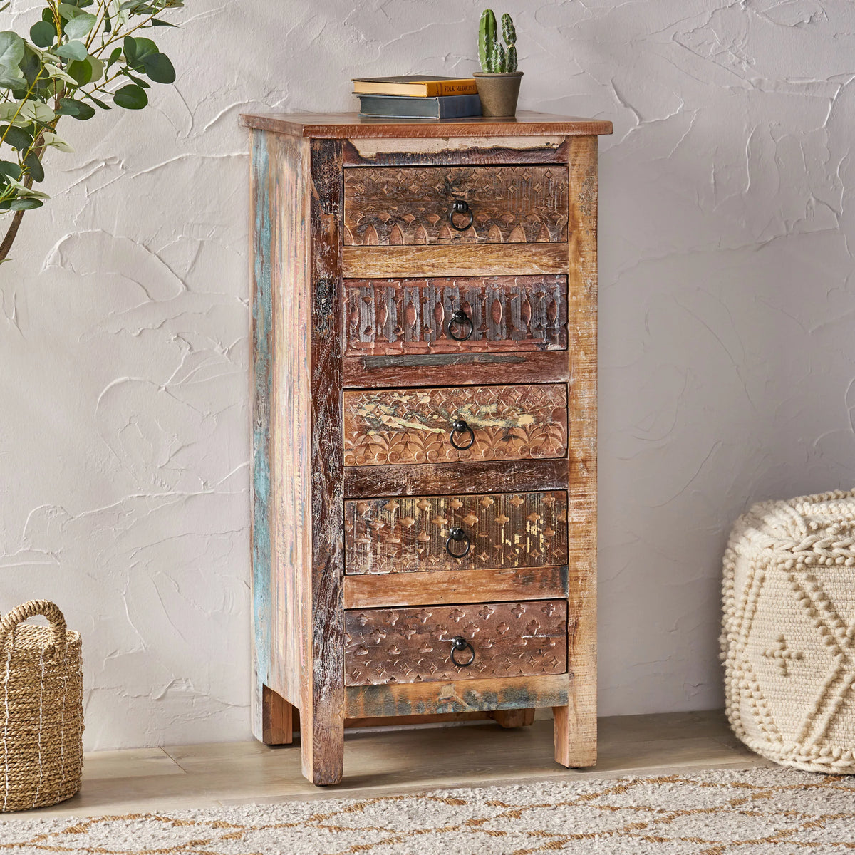 Handmade Wood 5 Drawer Chest E533